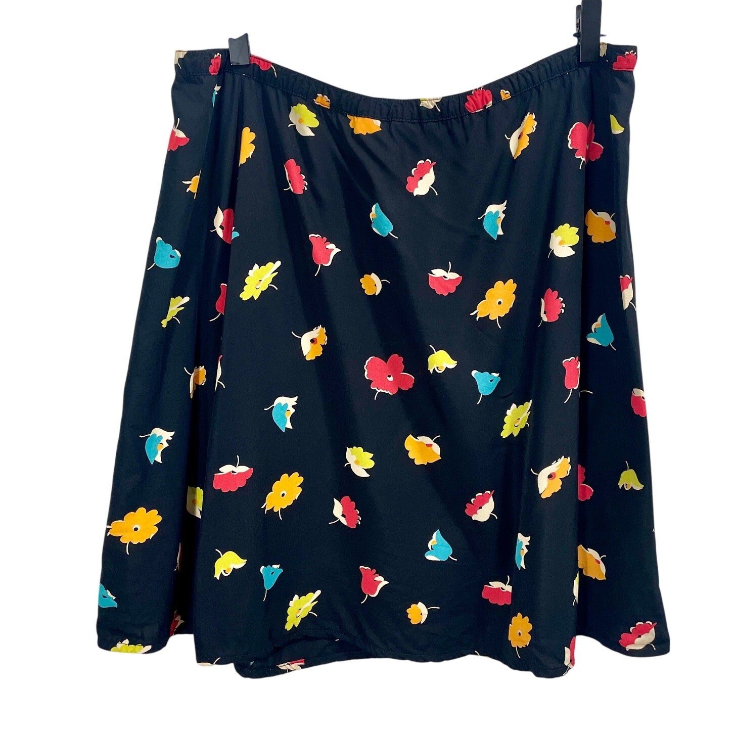 Vintage Y2K Eddie Bauer Casual Mini Skirt 36″ Waist Black Vibrant Floral Print