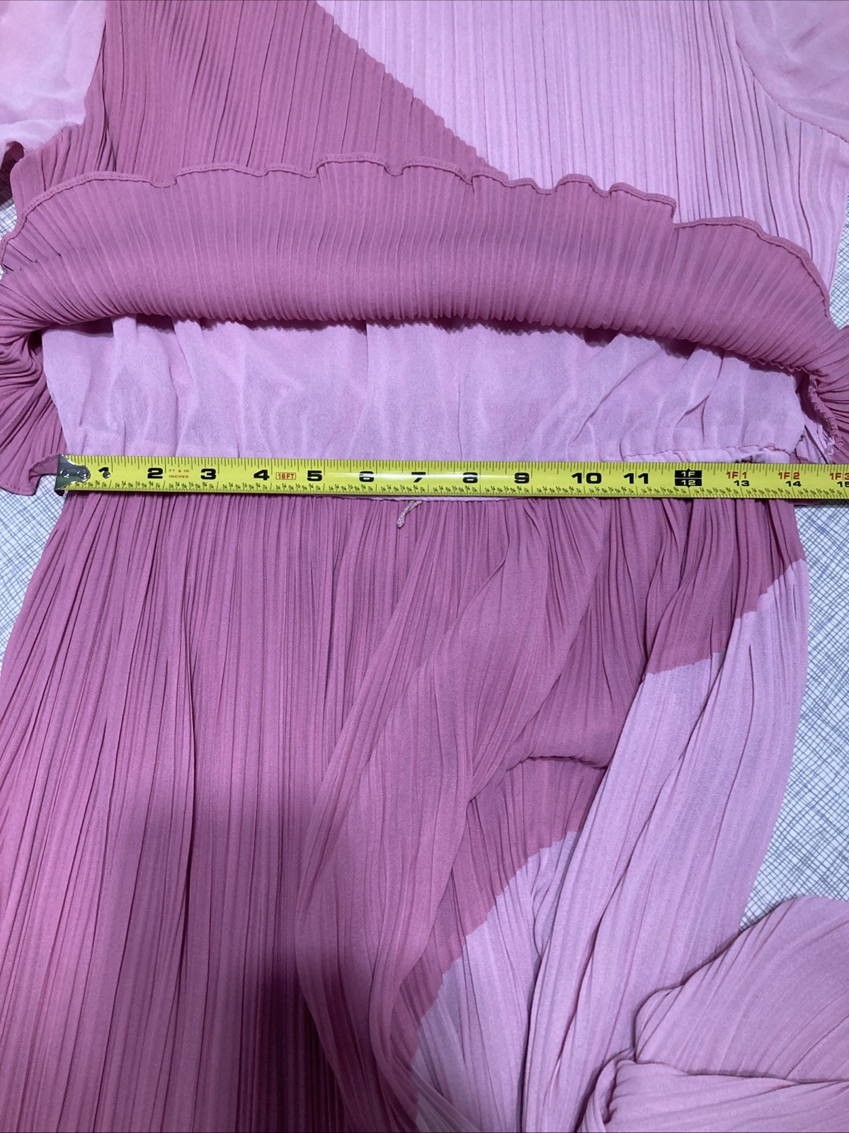 Vtg 70s Discovery Fashions Pleated Colorblock Dress Pink Plisse Disco Midi XS/S