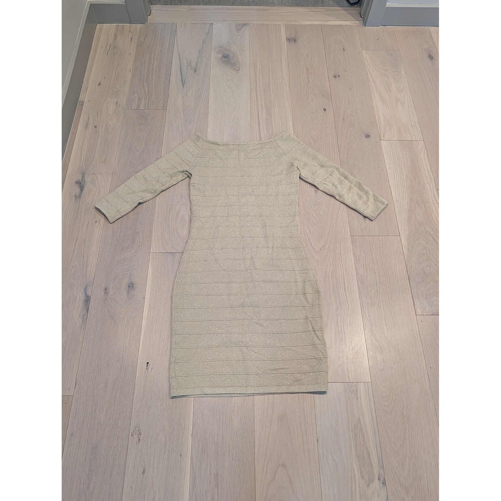 Express Gold Metallic Shimmer Bodycon Sweater Dress Size Small