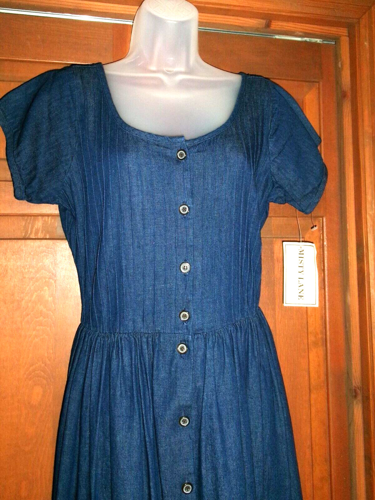 Vtg Misty Lane Jean Dress Full Skirt Fitted Bodice Union Made Cottagecore 9-10