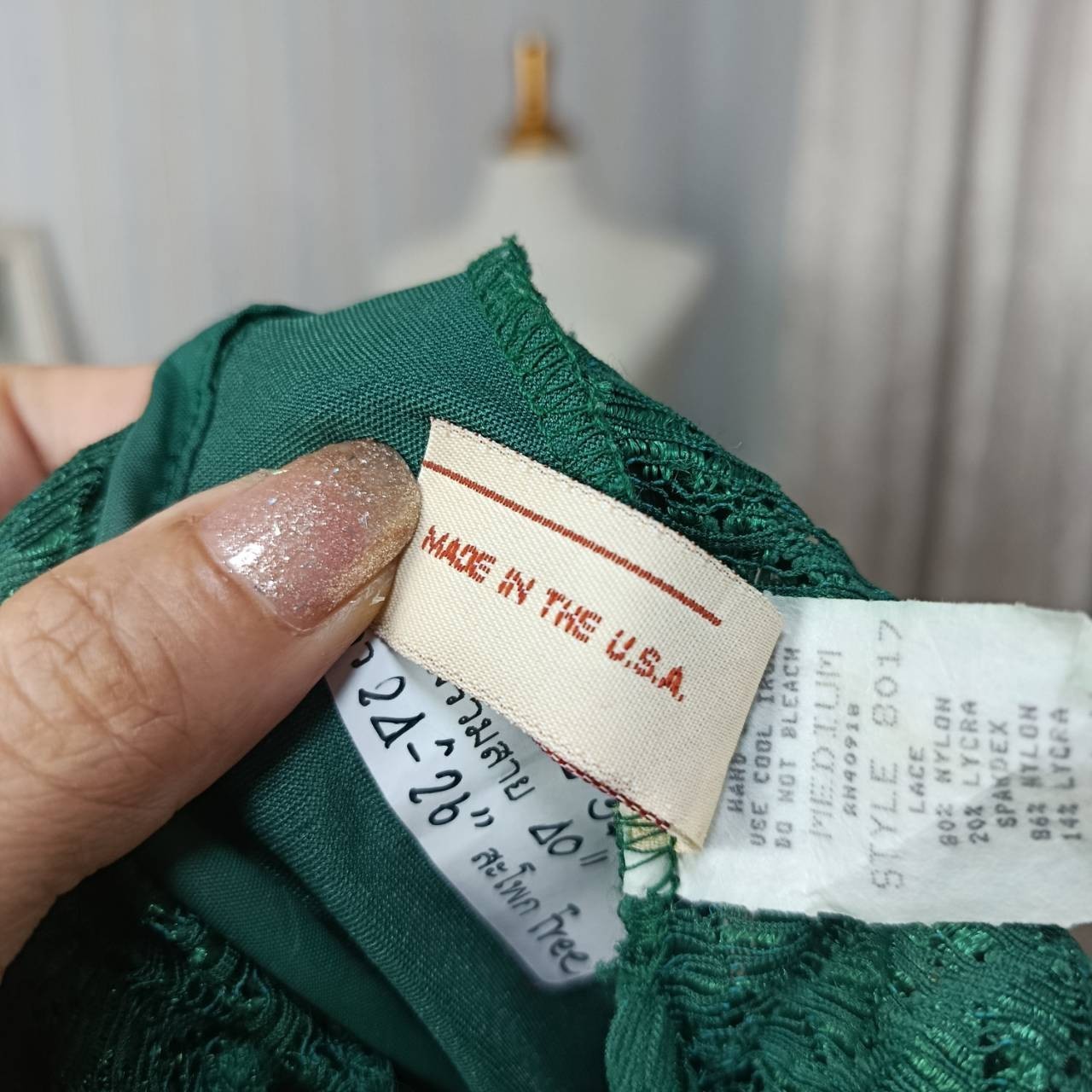 VTG 80s Empire Intimates Green Mesh Babydoll Nightgown Cutout Back Made in USA M