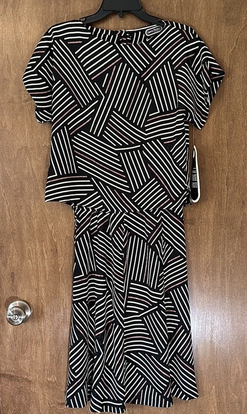 NWT Vintage 80s Garey Petites Striped Top and Skirt Size 8P