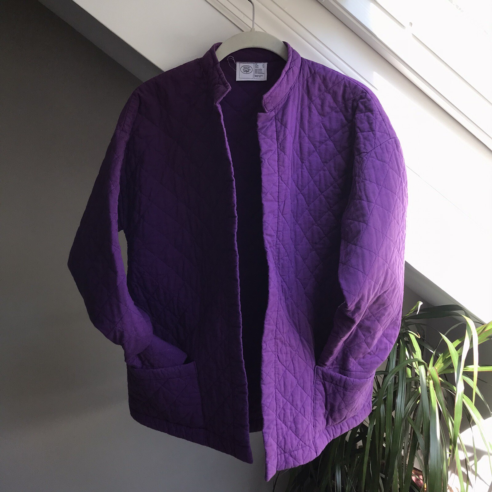 Vintage Laura Ashley Carno Wales Quilted Purple Chore Jacket Coat US 12 UK 14