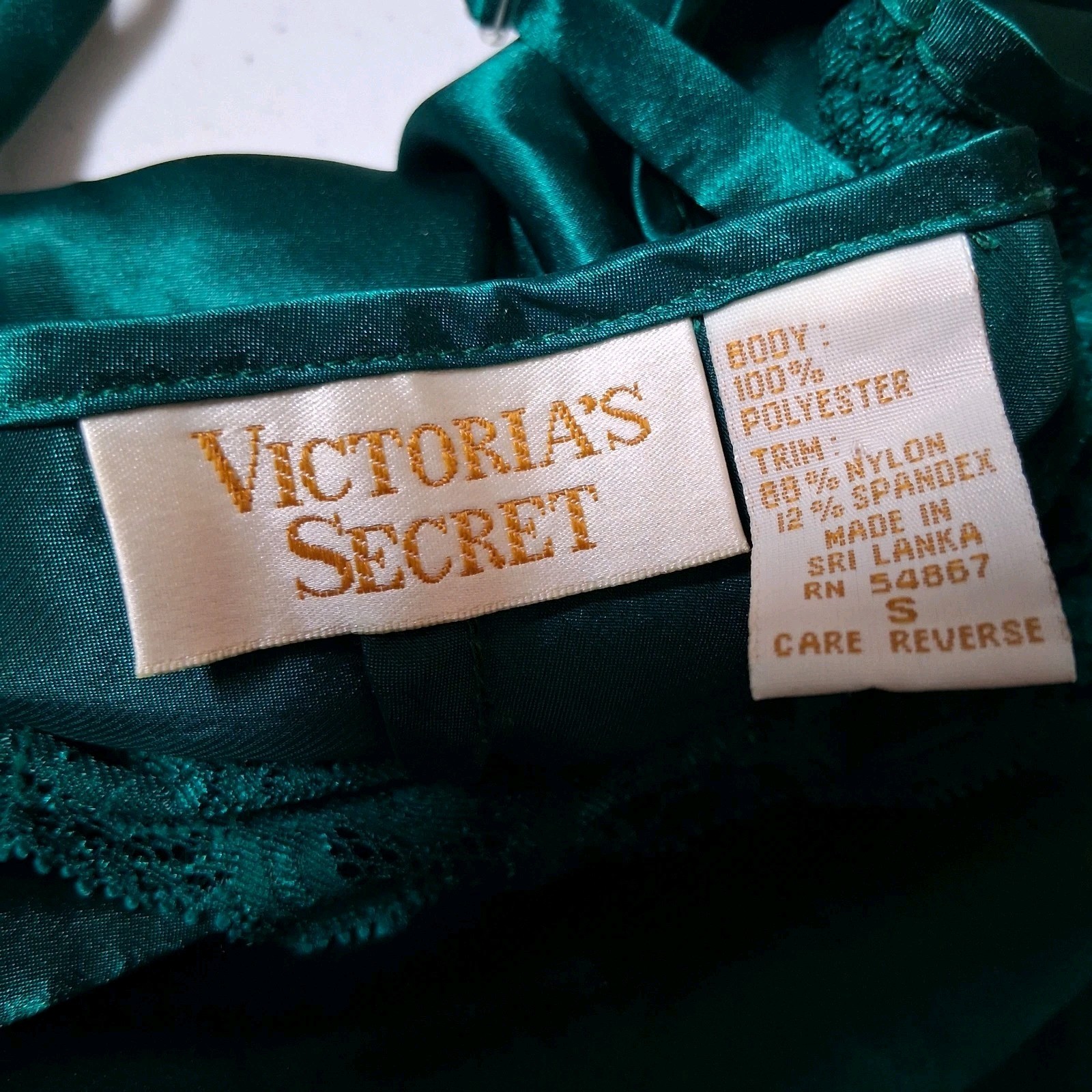 Vintage 1990s Victorias Secret Nightgown Small Emerald Green Lace Satin Intimate