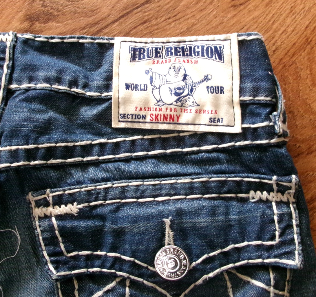 Vintage Y2K TRUE RELIGION Skinny Super T Stitch/Flap Pocket/Low Rise Jeans-Sz 33