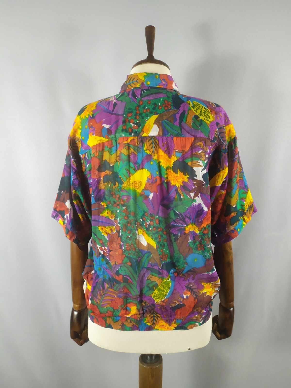 Vintage Blouse Shirt Button Down Viscose Multicolor 1990s