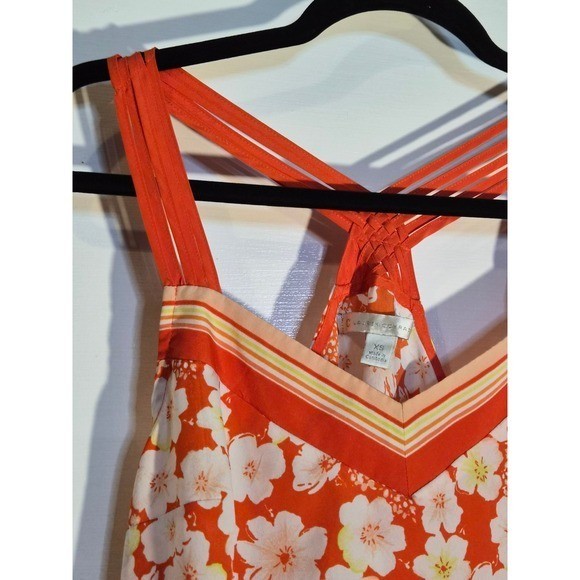 LC Lauren Conrad Orange Floral Strappy Racerback Camisole Blouse XS