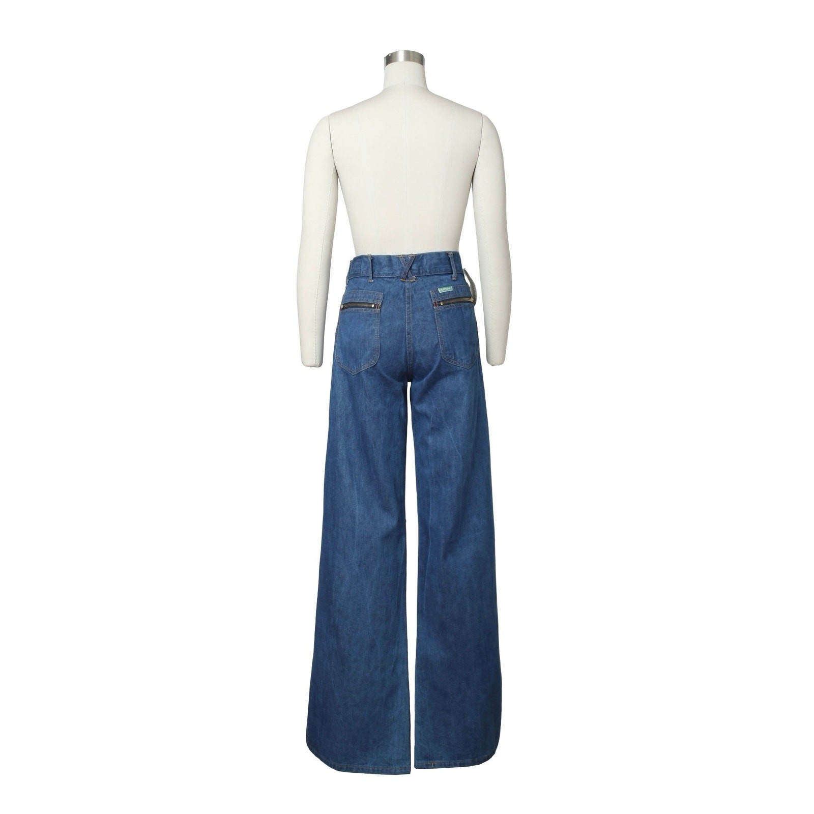 Vintage 1970s Bell Bottoms 70s Deadstock NWT High Rise Flares Blue Denim Jeans