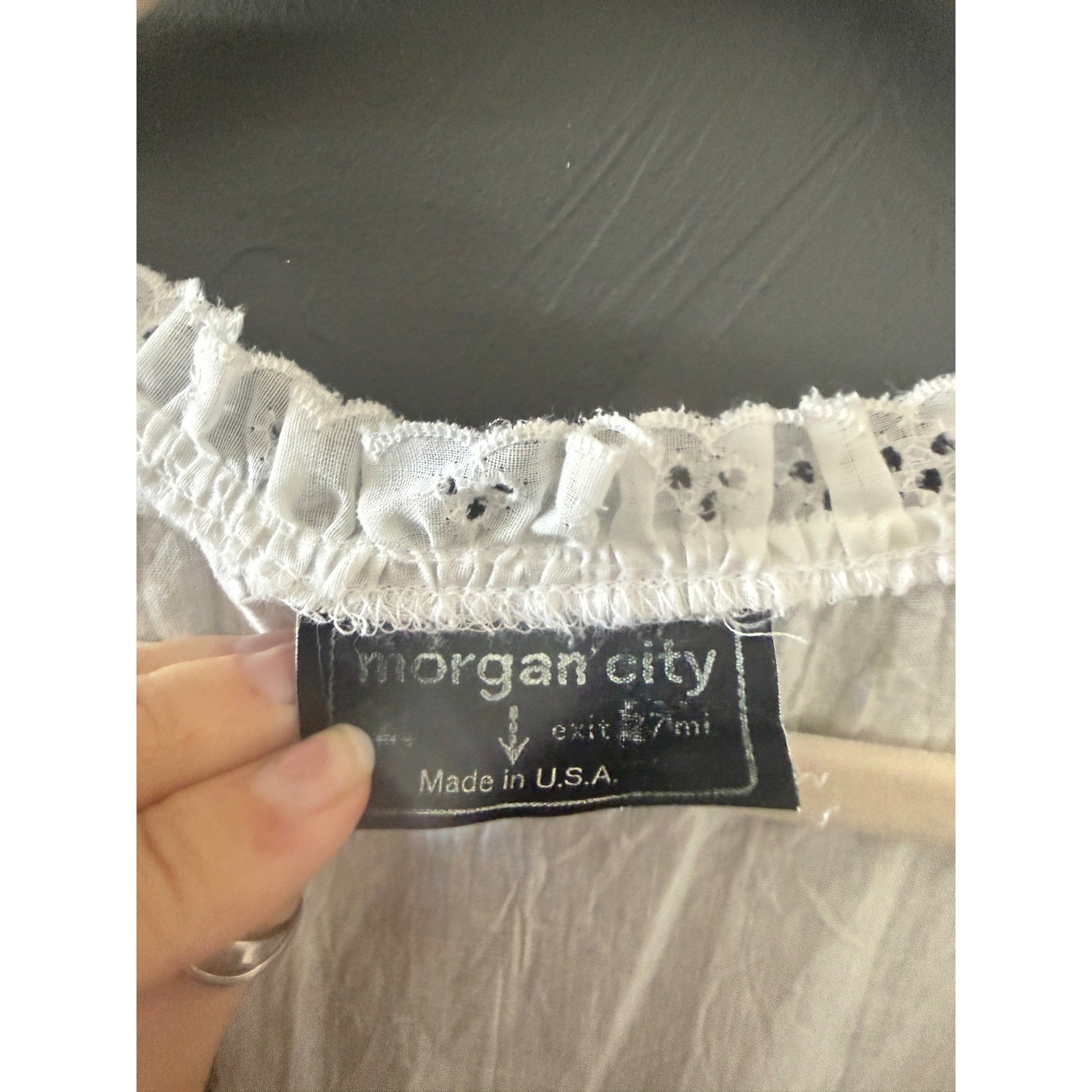 Morgan City Vintage White Eyelet Lace Prairie Midi Dress Womens Medium USA Made