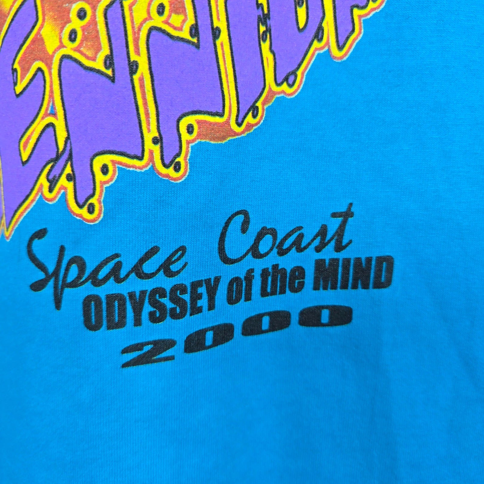 Vintage Jerzees 2000 Space Coast Odyssey of the Mind Graphic T-Shirt Blue Large