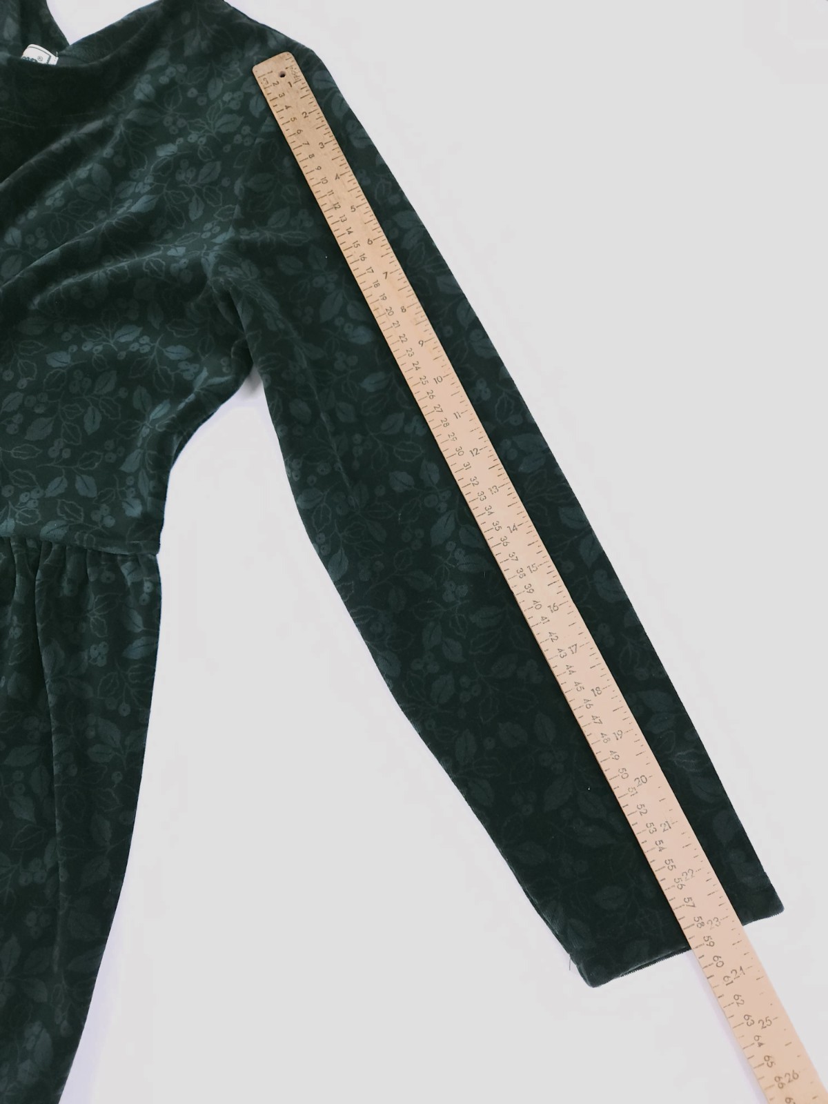 LL Bean Velvet Dress Vintage 1990s Dark Green Holly Berries Women’s M