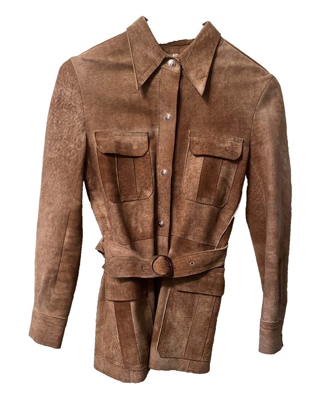 VINTAGE 60s SEBASTIAN SPAIN BROWN SUEDE LEATHER SNAP MOD JACKET WOMEN’S SIZE 44