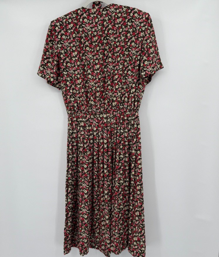 VTG Leslie Fay Midi Dresses Womens 8 Prairie Cottagecore Lace Collar Midi Belted