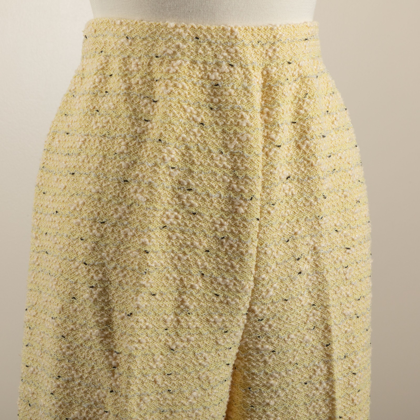 VTG 60s 70s Van Lear Haute Couture Yellow Boucle Knit High Waist Pants S / M