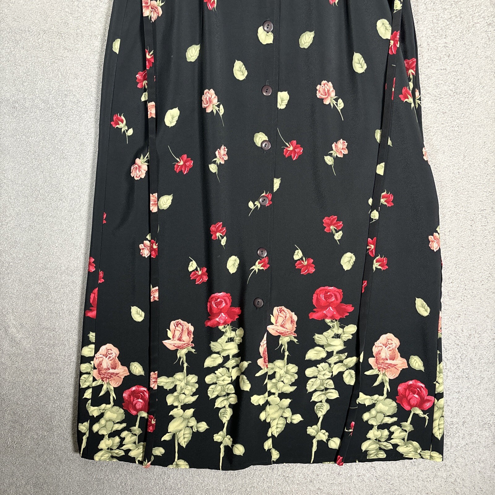 Vintage R Wear Rampage Dress Women’s Size 33″ Waist Dark Floral Roses Black 90s