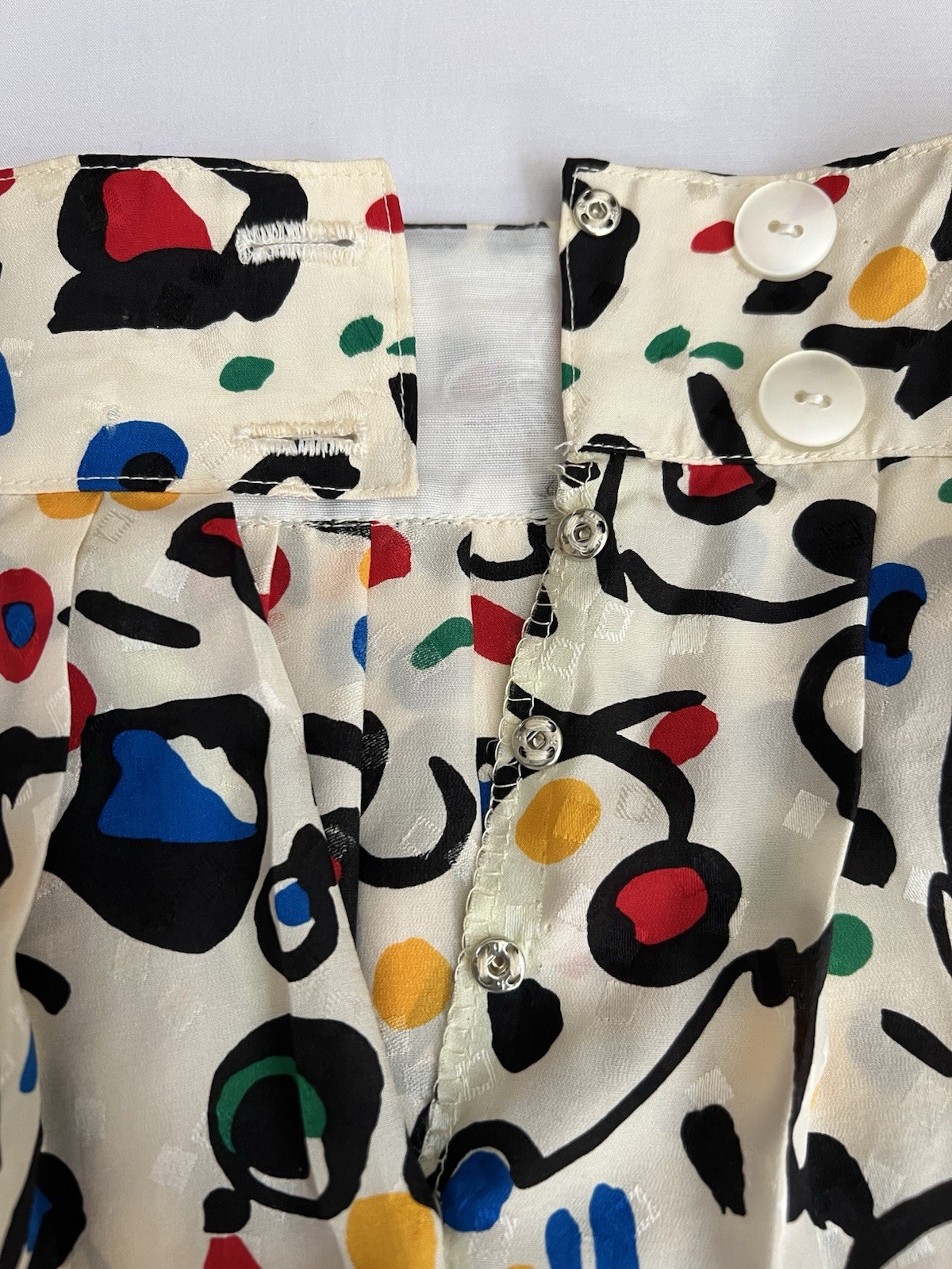Vtg 80s HORCHOW Geometric Dress Size 4 Silk Pouf Sleeves
