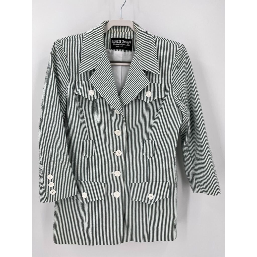 Vintage Herbert Grossman Designed by Cynthia Sobel Seersucker Jacket Size 6