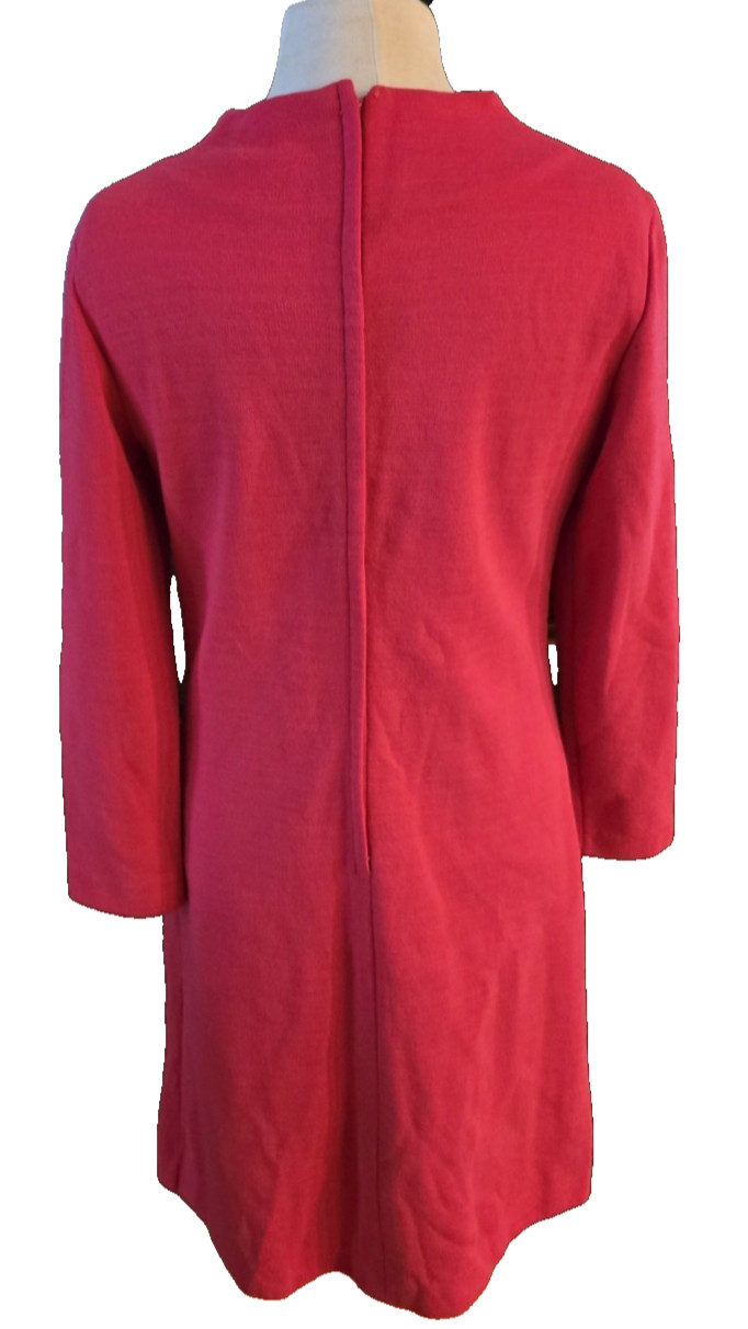 Vintage 1960s Bleeker Street Women Reddish Orange long sleeve mod Knit Dress M
