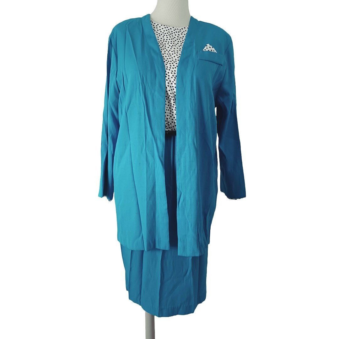 VINTAGE ALEXIS FASHION INC 2 PIECE SET- OPEN JACKET/DRESS SIZE 13/14