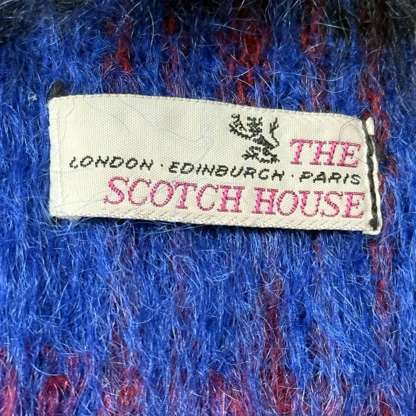 Vintage Scotch House Plaid Wool Cape Coat Blue Purple Swing Lined