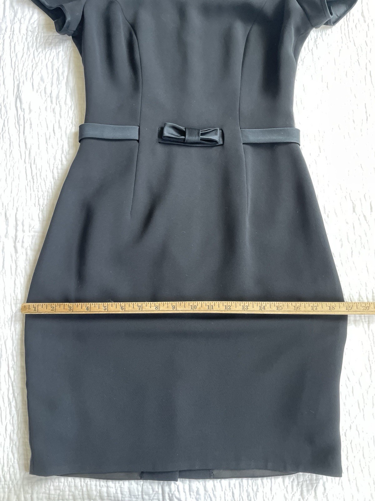 Vintage S 8 Dress Late 90s Little Black Bow LBD Shift Crepe Saks Jackie O VGUC