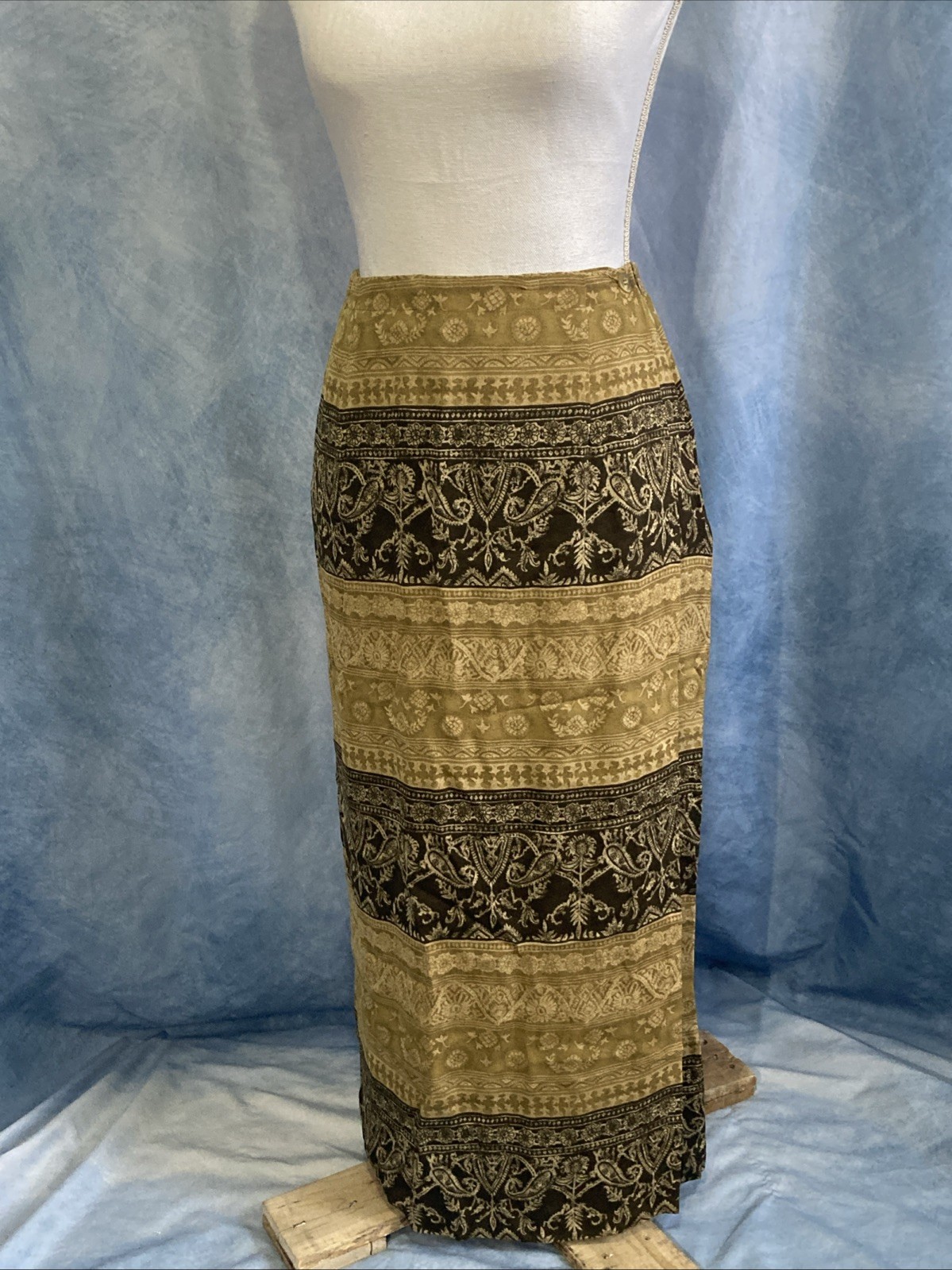 Vintage 90s Jones New York 100% Silk Maxi Skirt Size 6 Made in Korea Boho Fairy