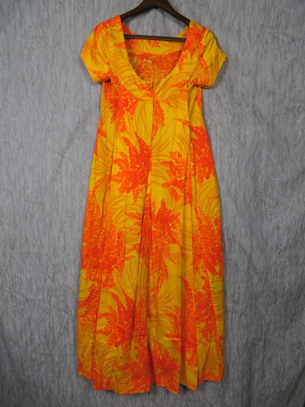 Vintage 1960s Penneys Hawaii Tropical Cotton Maxi Dress Mod Aloha Women Size 12
