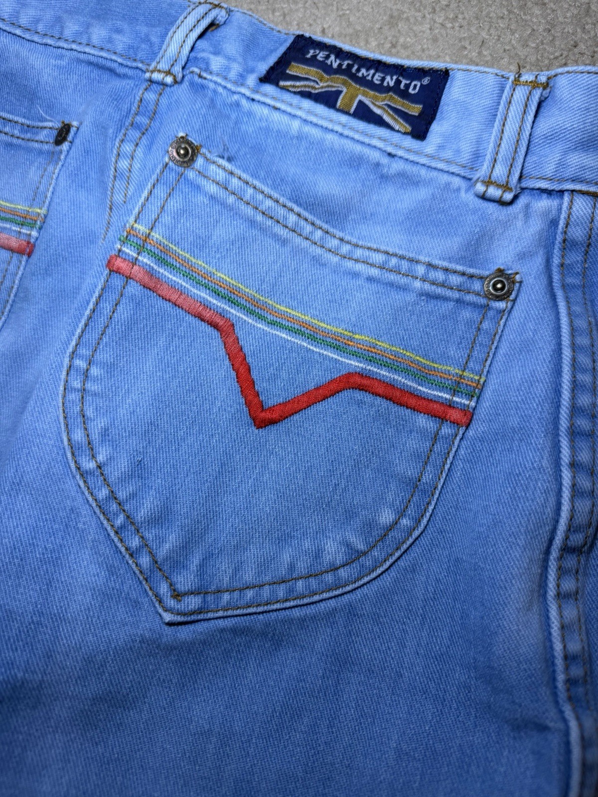 Vintage 70s Riding Hi Denim Jeans For Women Blue Size 0-2 Disco Flare