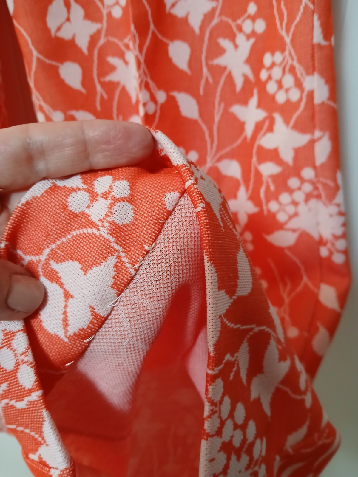 True Vintage 70s Wide Leg Pull On Pants Womens Floral Print Retro Orange
