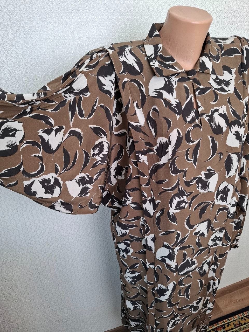 Vintage Selene Pure Silk Dress Women Sz US 20 EU 52 Floral Balloon Sleeve Italy