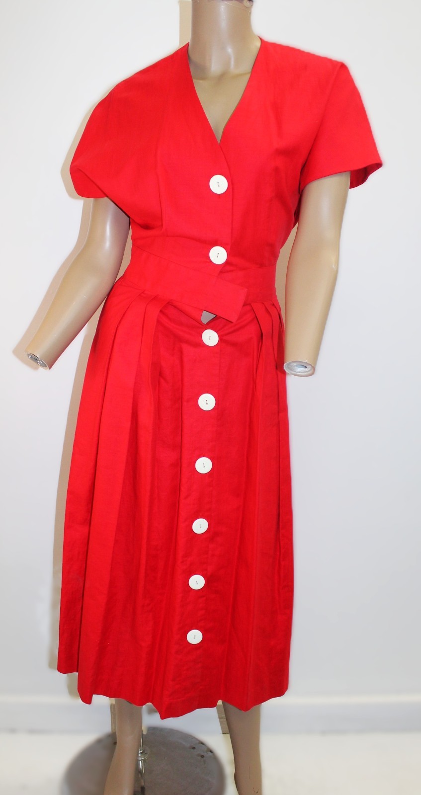 Ambria Vintage Red Button Front w Large White Buttons Dess Size 8P