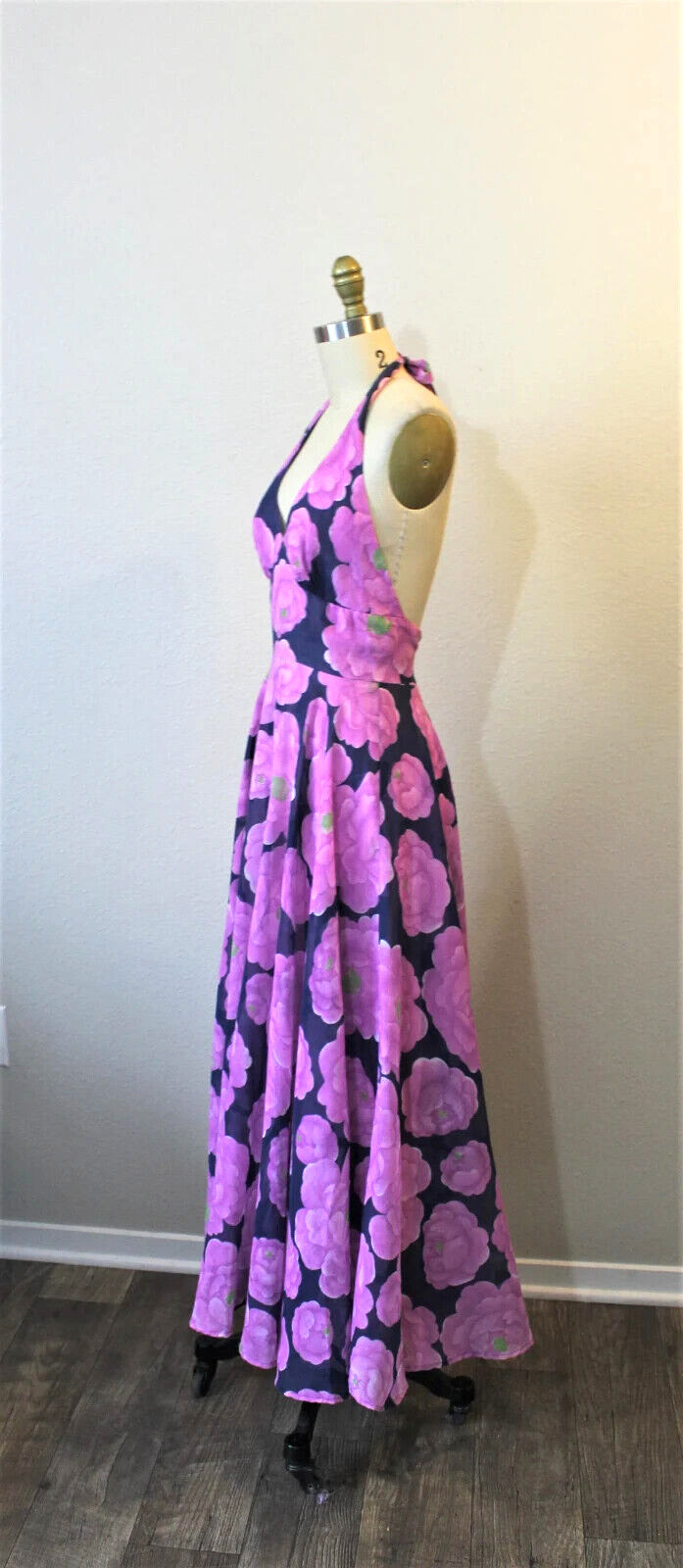 VTG 70’s floral voile halter dress full sweep skirt and matching jacket