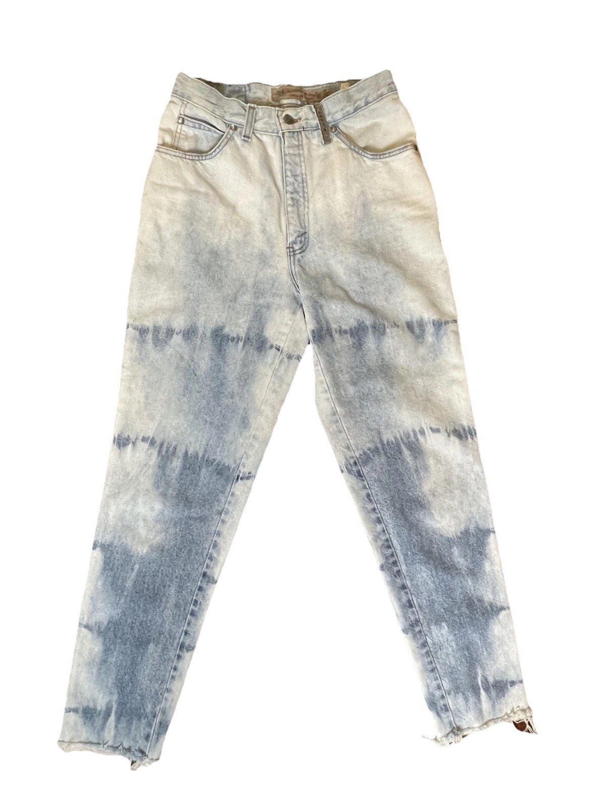 Vintage Levis 900 Series 901 Tie Dye Light Wash High Rise Tapered Jeans 24.5×27