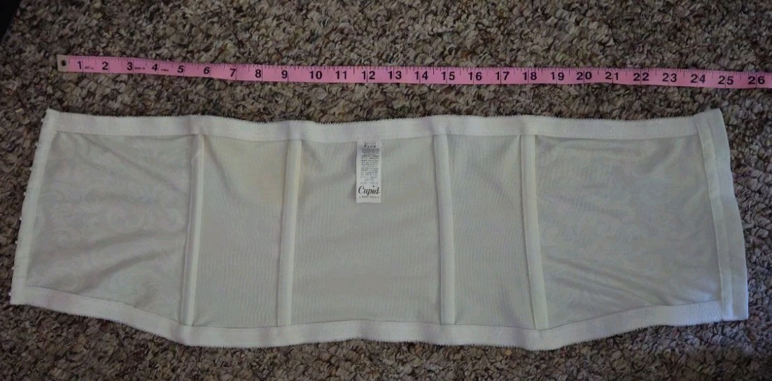 Vintage 90s Cupid 5067 Extra Firm Control Waist Cincher Girdle Damask White Larg