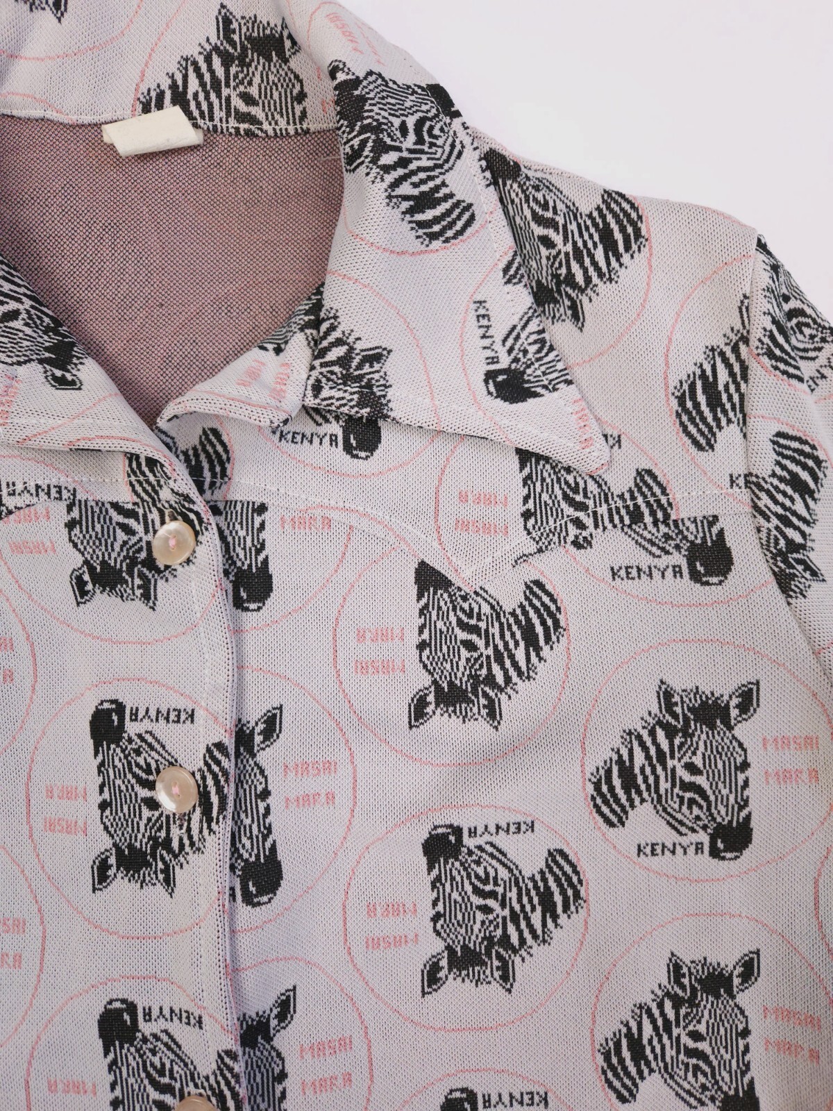 Masai Mara Zebra Double Knit Polyester Western Shirt Women’s Small Vintage 70s