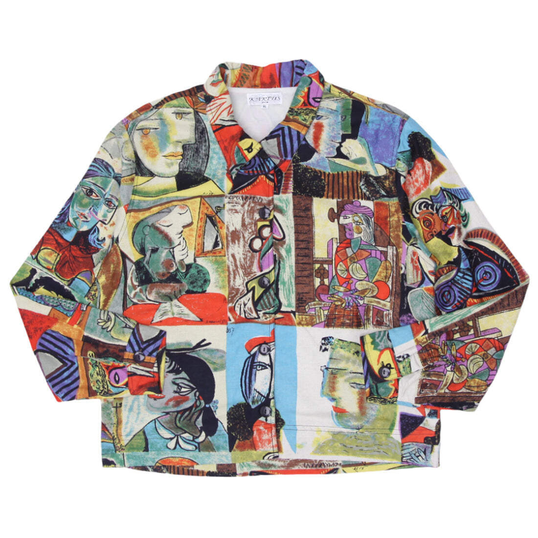 Vintage Kaktus USA Pablo Picasso Art Linen Blend Button Down Jacket Ladies