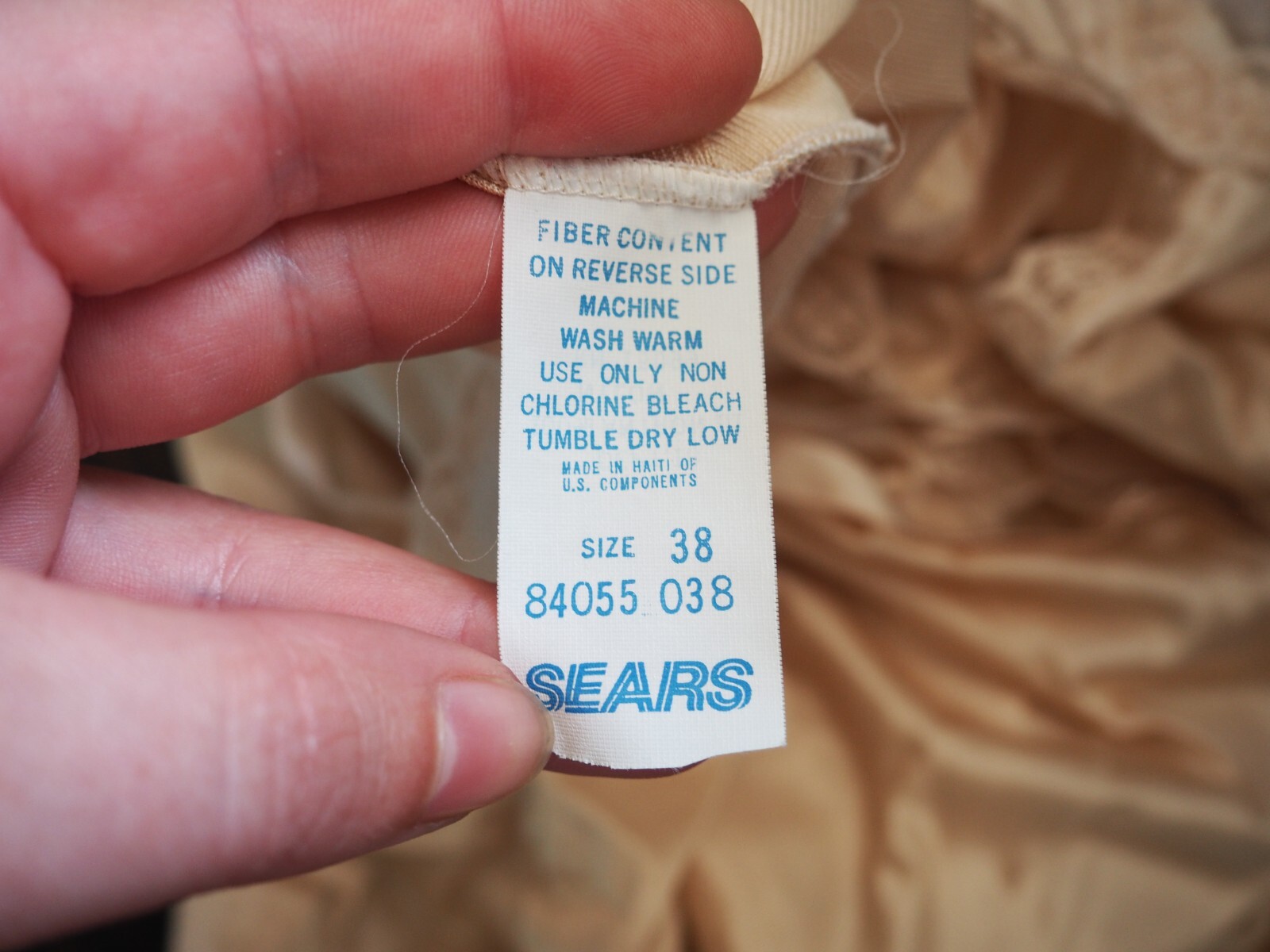 VTG 60s 70s Sears Cappuccino Plunge Neck Satin Lingerie Midi Slip Dress Sz 38