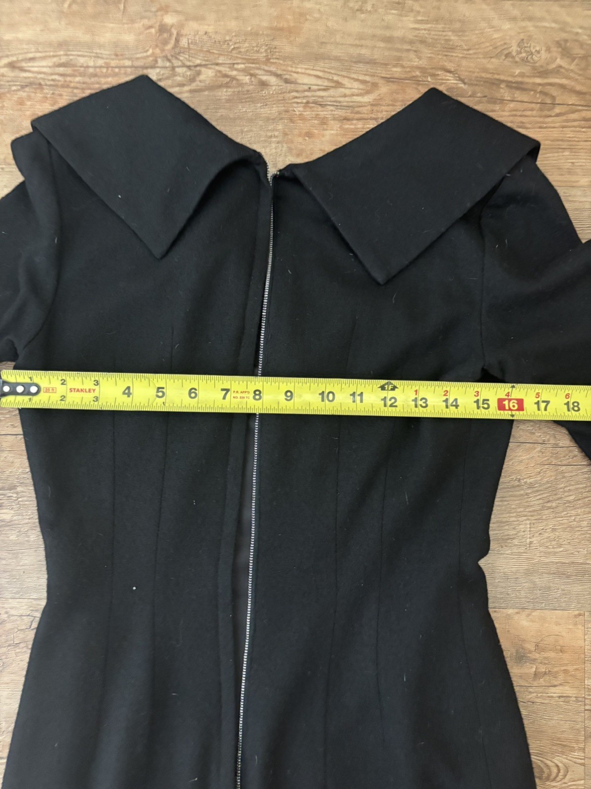 1960s Double Knit Dress Edith Flagg California Black Wool Retro Mod A Line Med