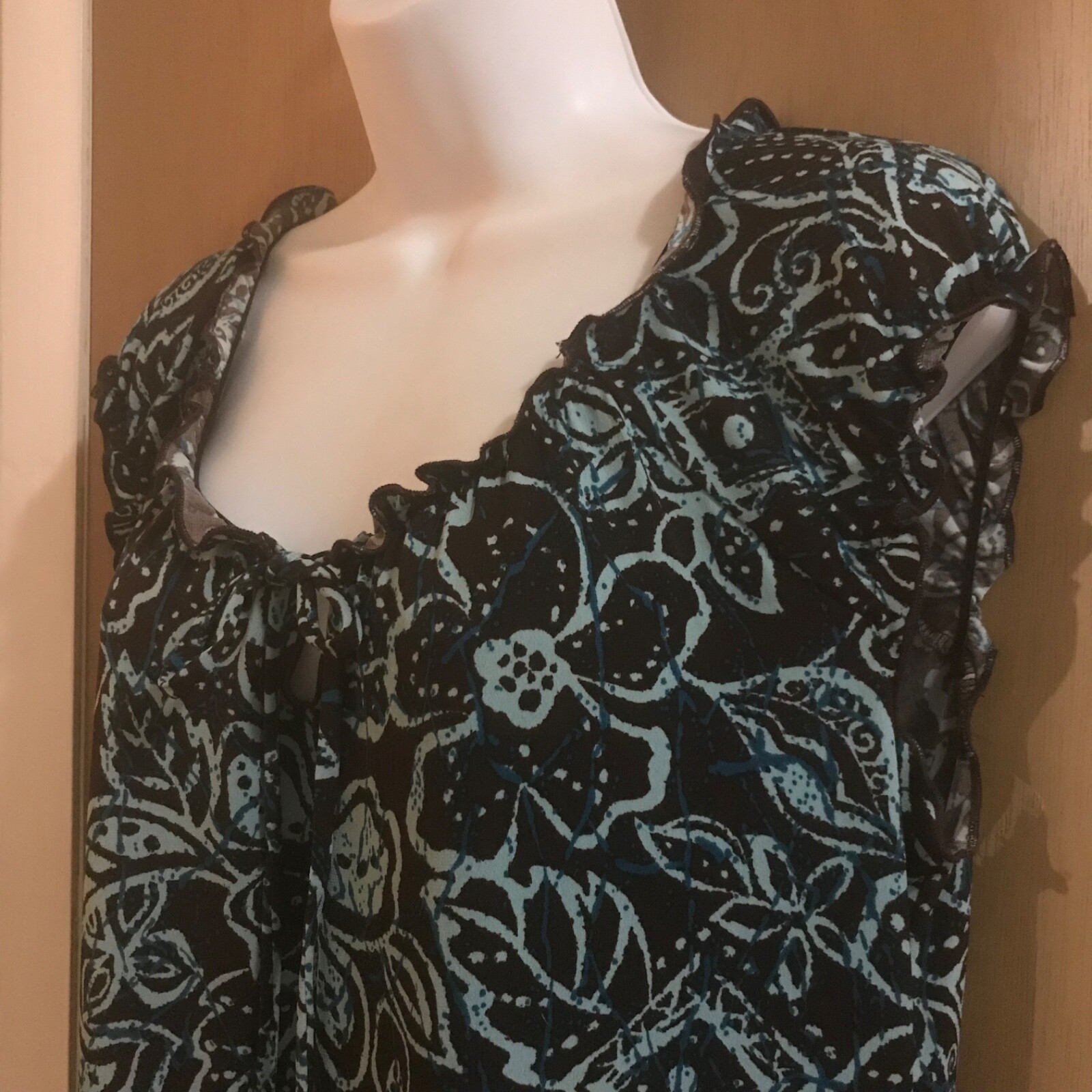 Vintage Carol Rose Brown and Teal Floral Milkmaid Top Y2k Whimsigoth Fairy