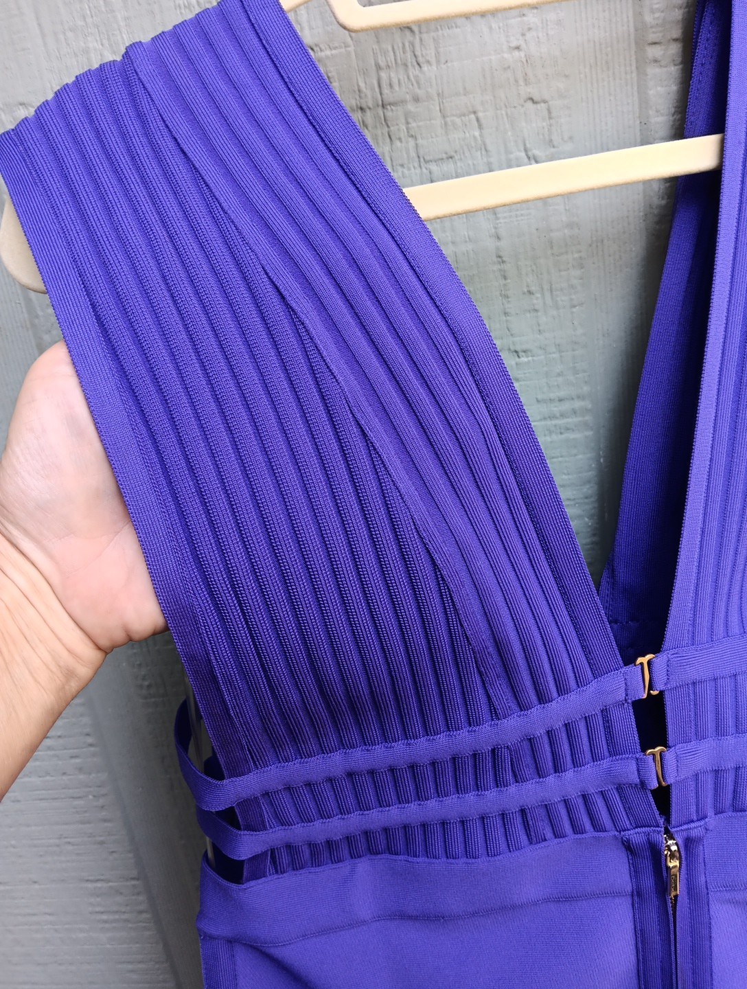 Y2k Bebe XL Body Con Purple Sexy Stretch Plunge Neckline Midi Dress