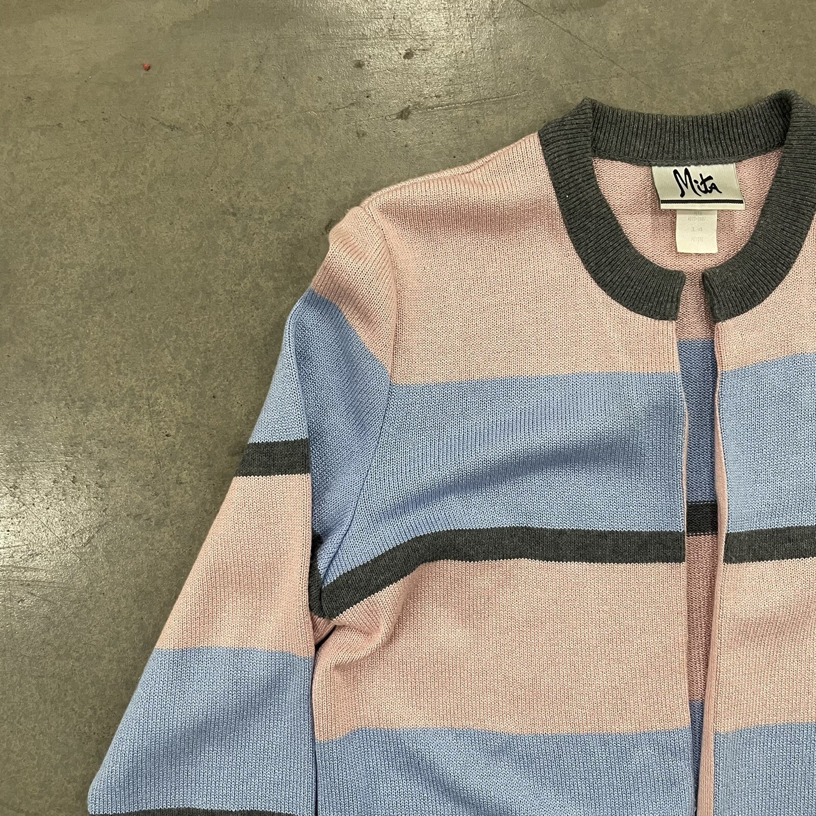 Vintage Cotton Candy Pink and Blue Cardigan by Mita Made In USA Size 14 Petite