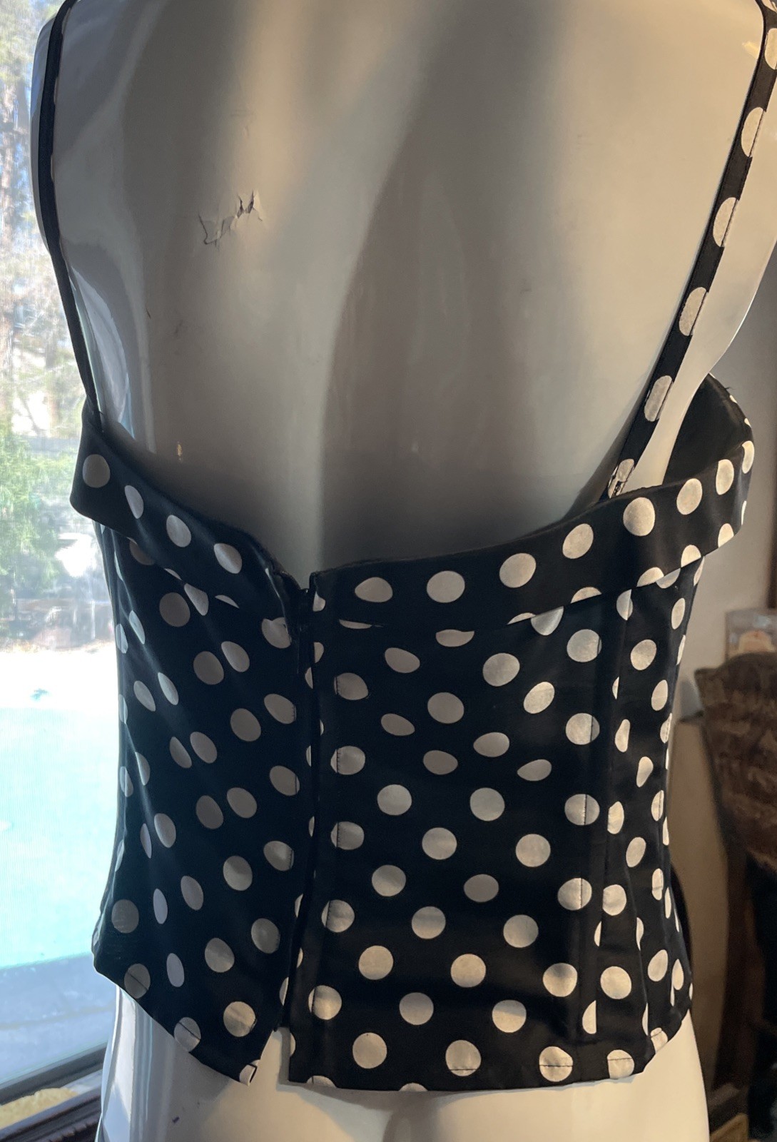 Vintage Silkland Blouse Top BlackWhite 100% Silk Tank Spaghetti Strap SzM