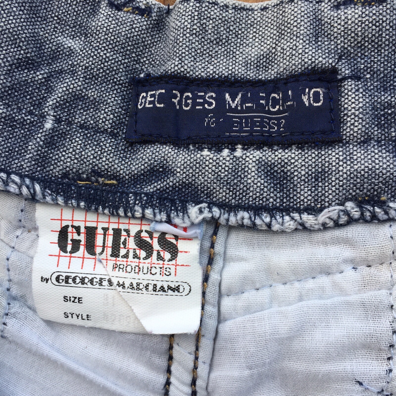 VTG Guess Mom Jeans High Waist Denim Leather USA Georges Marciano Distressed 27