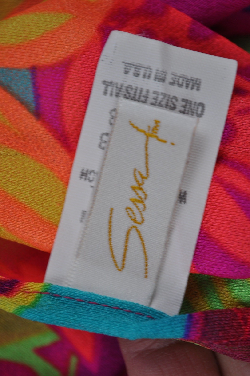 Vintage Sessa Beach Wrap Sarong 100% Nylon NEON Floral made in USA One Size