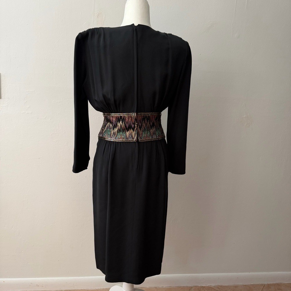 Vintage Francesca of Damon Midi Silk Cocktail Dress Whinsigoth Goth Beaded 1980s