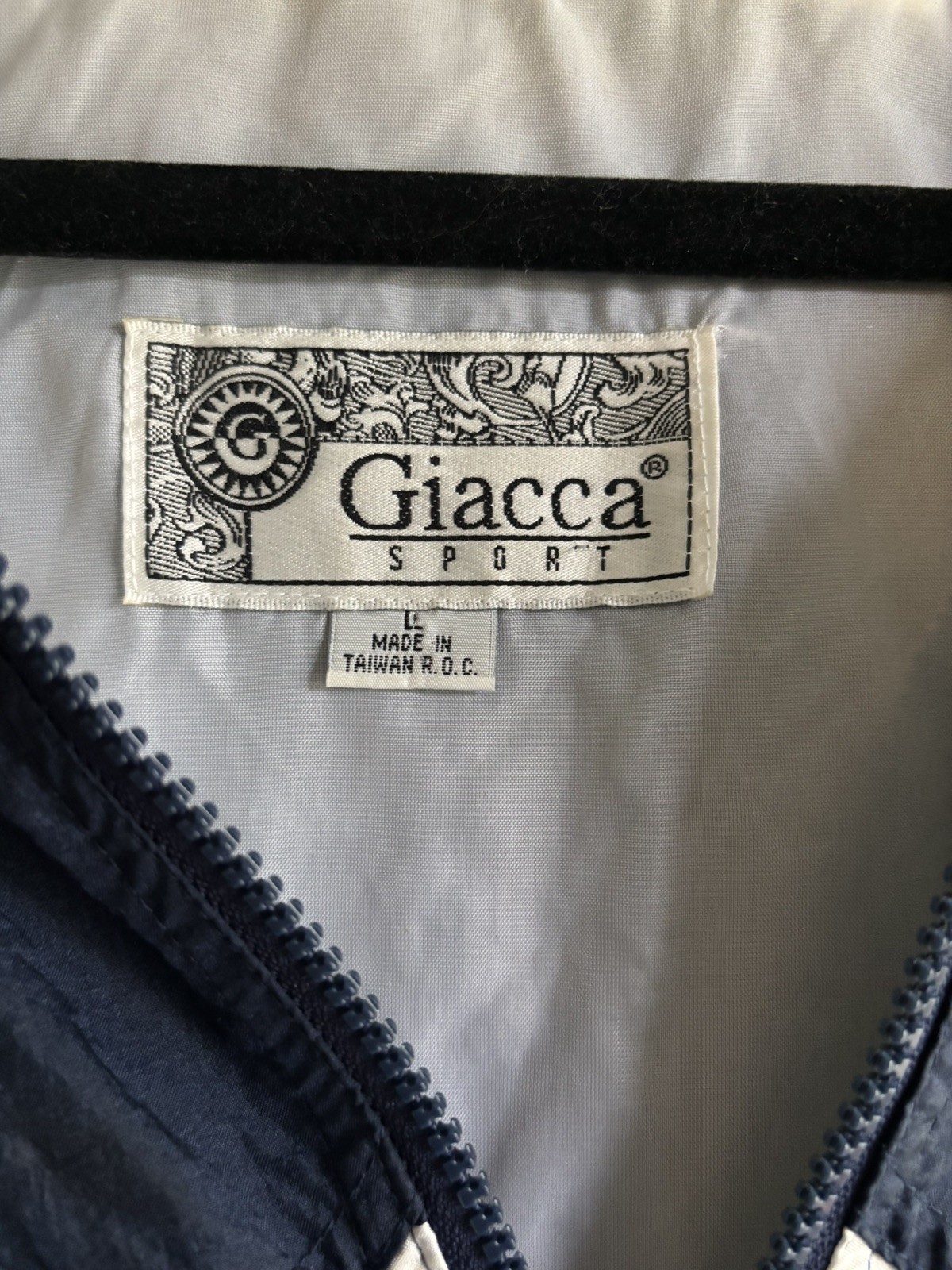 GIACCA SPORT Retro 90s Vintage Hooded Zip Windbreaker Nautical Sz L