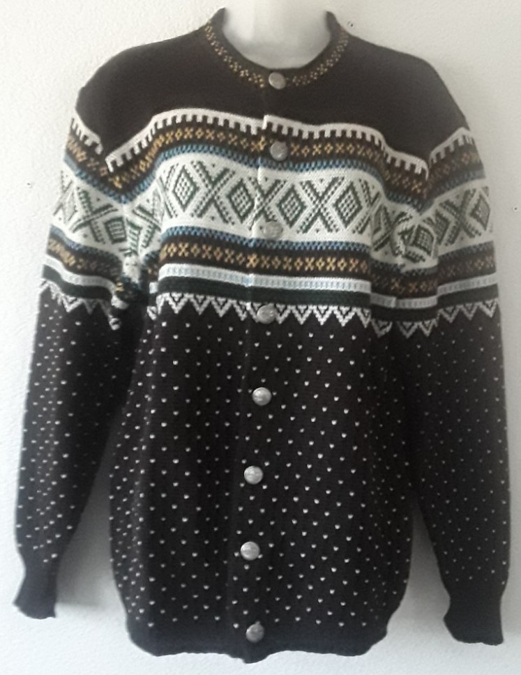 Vtg JERSILD 100% Virgin Wool Womens Boho Nordic Cardigan Sweater Size Medium USA
