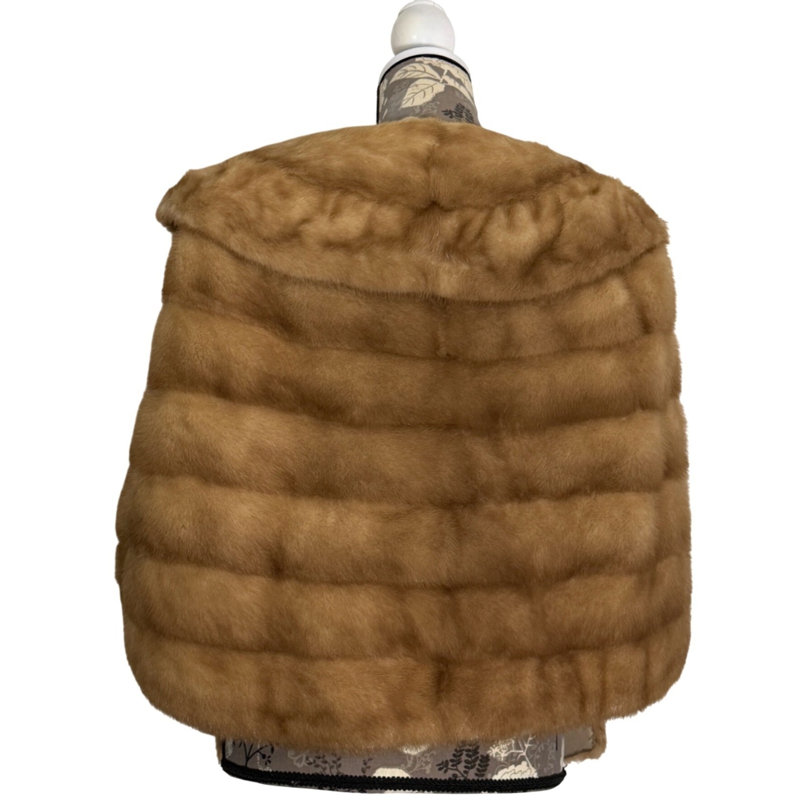 Vintage Womens Mink Fur Stole Capelet 1960s w/ Garment Bag + Padded Hanger