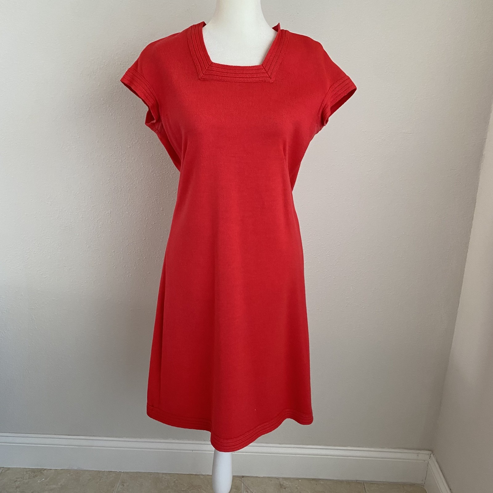 Vintage Lili Knits of Hollywood Womens S/M 2-Piece Dress Jacket Set Orange