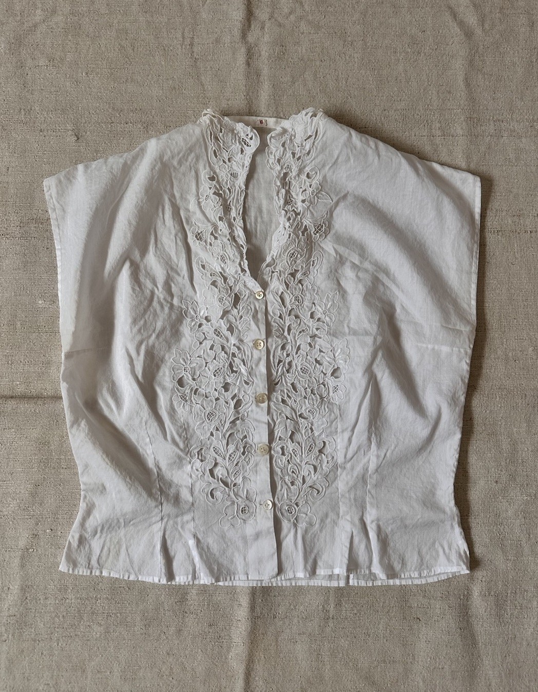 1930s 40s Vintage Handmade French Cotton Summer Blouse Top Womens Small Medium
